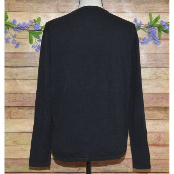 Vintage Yarnworks Black Button Up Cardigan Sweater Size Petite L Casual Modest - Picture 5 of 7